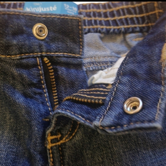 Old Navy Skinny Blue Jeans Patches, Elastic Waist, Size 12-18 Months - Picture 4 of 10